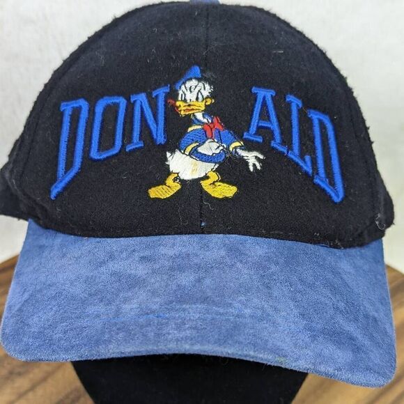 Vintage 90’s Disney Rare Donald Duck Snapback Color Block Cap Hat Wool leather - Picture 4 of 7